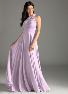 Azazie Charlize Vestidos de madrinha de casamento Vestido Lilás Fosco de Chiffon de Linha A com Um ombro image3