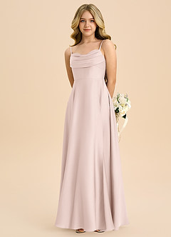 Azazie Bear Junior Klä av A-Line i Stretch Satin Älskling Halsringning image6