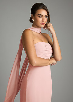 Azazie Saylor Brudtärnklänningar Klä av Sjöjungfru i Chiffong Axelbandslös Rosett image2