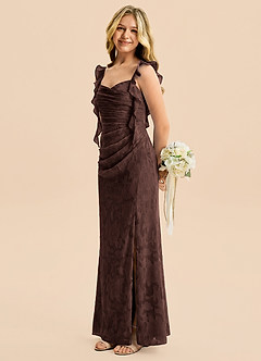 Azazie Jessamine Junior Vestido Ganache de Devorado Floral de Corte Sirena con Escote corazón image3