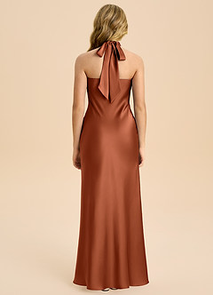 Azazie Chickie Junior Cedar Rose Sheath Pleated Stretch Satin Dress image2