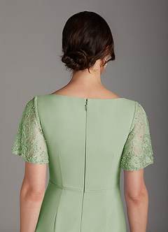 Azazie Jannie Mother of the Bride Dresses Dusty Sage A-Line V-Neck Lace Stretch Chiffon Dress image7
