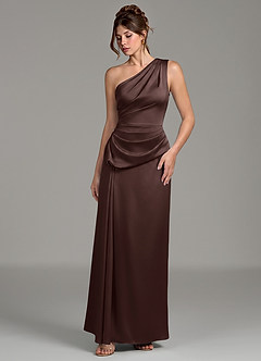 Azazie Zahira Bridesmaid Dresses Ganache Sheath One Shoulder Stretch Satin Dress image5