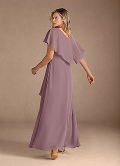 Azazie Eliza Mother of the Bride Dresses Dusty Rose A-Line V-Neck Pleated Chiffon Dress image3