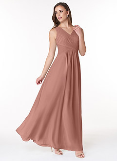Azazie Flora Bridesmaid Dresses Cedar Rose A-Line Pleated Chiffon Dress image4
