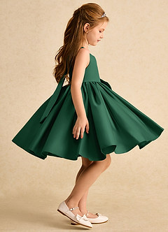 Azazie Jessie Flower Girl Dresses Dark Green A-Line Bow Matte Satin Dress image6
