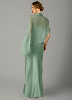 Azazie Jaleesa Jurken voor thuis passen Jurk van Stretch Satijn met A-Lijn Hoge Kraag Agave image6