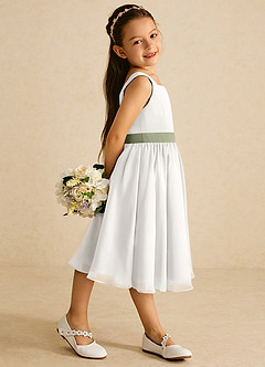 Azazie Elina vestidos de niña de las flores Vestido de Marfil Pistacho de Gasa de Corte En A con Sin mangas image3