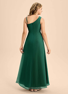 Azazie Brooke Junior Emerald A-Line Side Slit Chiffon Dress image2