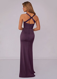 Barbie ♥ Azazie Bridesmaid Dresses Plum Mermaid Pleated Stretch Satin Dress image2
