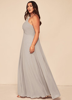 Azazie Ginger Bridesmaid Dresses Frost A-Line Halter Pleated Chiffon Dress image13