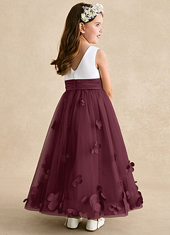Azazie Vi Flower Girl Dresses Cabernet A-Line Sleeveless Tulle Dress image4