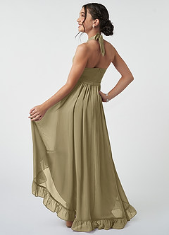 Azazie Hermione Junior Robe Trapèze en Mousseline de soie Vert Mousse image5