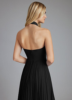 Azazie Keita Abiti da Damigella Abito A-Line in Chiffon Plissettato Nero image3