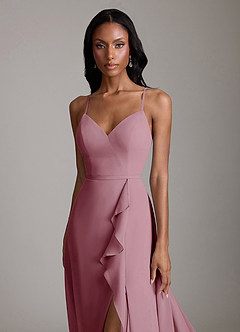 Azazie Naeem Bridesmaid Dresses Vintage Mauve A-Line V-Neck Ruffle Chiffon Dress image6