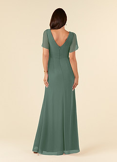 Azazie Marianne Mother of the Bride Dresses Eucalyptus Sheath V-Neck Pleated Chiffon Dress image2