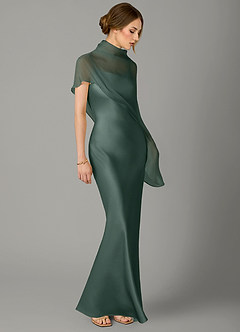 Azazie Jaleesa Jurken voor bruidsmeisjes Jurk van Stretch Satijn met A-Lijn Hoge Kraag Zeemos image3