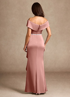 Azazie Dareia Mère de la mariée Robes Robe Sirène en Satin extensible Épaule décolletée Rosette image5