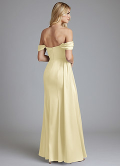 Azazie Amyra Bridesmaid Dresses Lemon Sorbet Mermaid Off the Shoulder Stretch Satin Convertible Dress image2