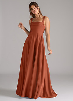 Azazie Shaude Brautjungfernkleider A-Linie Plissee Stretch-Satin Kleid Zedernrose image5