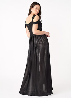 Yara Black Split Shoulder Gown image5