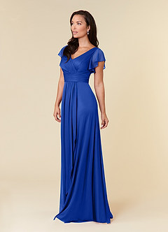 Azazie Reneya Mother of the Bride Dresses Royal Blue A-Line Pleated Mesh Dress image2