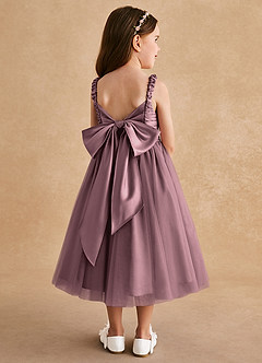 Azazie Gabbie Flower Girl Dresses Vintage Mauve A-Line Pleated Matte Satin Dress image2