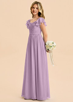 Azazie Anaya Junior Vestido Glicinia de Gasa de Corte en A con Escote corazón image3