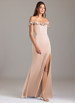 Azazie Callie Bridesmaid Dresses Blushing Pink A-Line Ruched Stretch Satin Convertible Dress image6