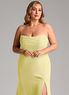 Azazie Saige Bridesmaid Dresses Lemon Sorbet A-Line Off the Shoulder Chiffon Convertible Dress image12