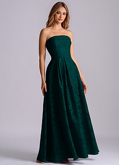 Azazie Lucienne Bridesmaid Dresses Pine A-Line Strapless Floral Burnout Dress image3