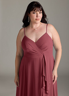 Azazie Akita Bridesmaid Dresses Merlot A-Line Chiffon Dress image9