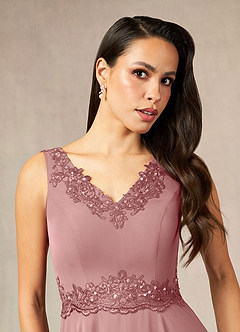Azazie Devana Mère de la mariée Robes Robe Trapèze en Mousseline de soie Sequins Rose Poussiéreuse image5