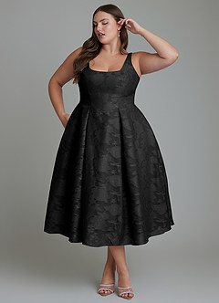 Azazie Amalie Bridesmaid Dresses Black A-Line Pleated Floral Burnout Dress image12