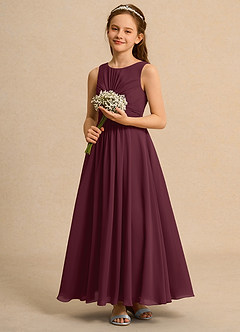 Azazie Ducky Girls Formal Sukienki dla dziewczynek sypiących kwiaty Linia A Pofałdowany Szyfon Długość kostki Sukienka image6