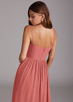 Azazie Calianna Robes de demoiselle d'honneur Robe Trapèze Convertible en Mousseline de soie Épaules dénudées Antique Rose image8