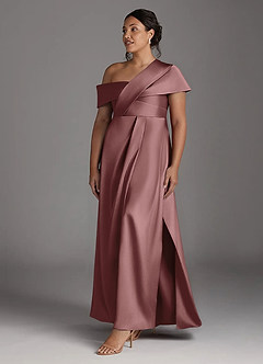 Azazie Milton Mother of the Bride Dresses Vintage Mauve A-Line Pleated Stretch Satin Dress image11