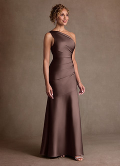 Azazie Haifa Klänningar till brudens mor Klä Sjöjungfru i Stretch Satin Ena axeln Ganache image3