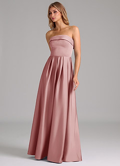 Azazie Lucienne Bridesmaid Dresses Dusty Rose A-Line Strapless Stretch Satin Convertible Dress image6