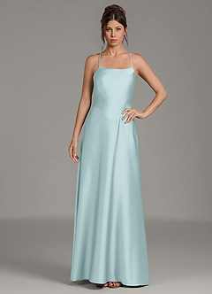 Azazie Eris Brautjungfernkleider Eine Linie Plissee Stretch-Satin Kleid Seegrün image3