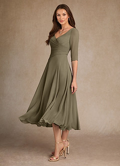 Azazie Durant vestidos de madre de la novia Vestido de Verde Sauce de Gasa de Corte En A con Plisado image1