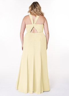 Azazie Rue Robes de demoiselle d'honneur Robe Trapèze en Mousseline de soie Dos nu Sorbet Citron image8