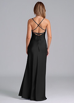 Azazie Seema Brudtärnklänningar Klä av Sjöjungfru i Stretch Satin Korsett Svart image7