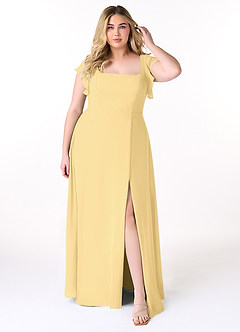Azazie Bondi Bridesmaid Dresses Butter A-Line Ruffled Chiffon Dress image7