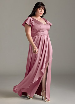 Azazie Omari Bridesmaid Dresses Vintage Mauve A-Line Stretch Satin Dress image11
