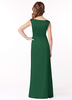 Azazie Sadia Vestido de Verde Oscuro de Satin Mate de Acampanado con Plisado image3
