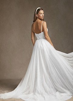 Azazie Sade Wedding Dresses Diamond White Mermaid Sequins Tulle Dress image6