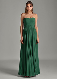 Azazie Chiana Brudtärnklänningar Klä av A-Linje i Chiffong Axelbandslös Mörkgrön image4