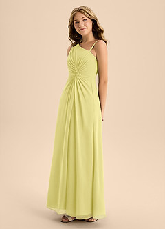 Azazie Brooke Junior Abito A-Line in Chiffon Spacco Laterale Sorbetto Al Limone image6