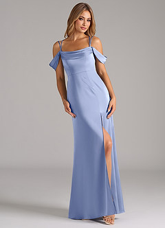 Azazie Callan Brautjungfernkleider Wandelbar A-Linie Plissee Stretch-Satin Kleid Eis image1